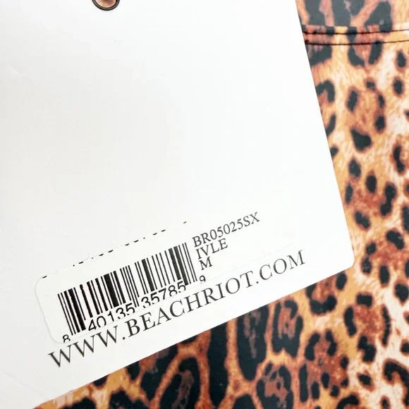 Beach Riot Leopard Leggings High Rise White Side Stripe Size Medium NWT - Picture 4 of 7